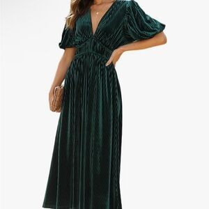 Elegant Green Velvet Dress